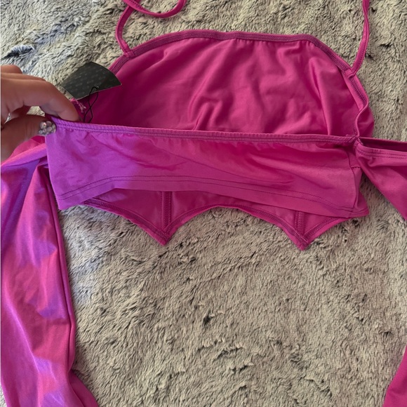 Elegant Pink Women's Intimate Top with cold shoulder - Picture 4 of 5